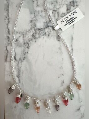 Alex + Ani Multicolor Crystal Light Bulb Necklace Silver (Muted) DEFECT